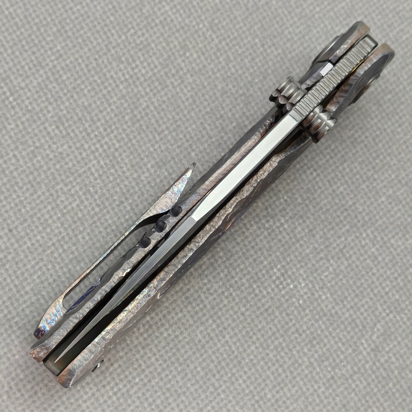 VORIXN "Rex" (3.8" M390 Blade) Hand-Engraved & Anodized Titanium Handle Flipper & Thumb Stud Folding Knife - KB118
