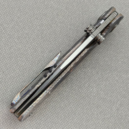VORIXN "Rex" (3.8" M390 Blade) Hand-Engraved & Anodized Titanium Handle Flipper & Thumb Stud Folding Knife - KB118