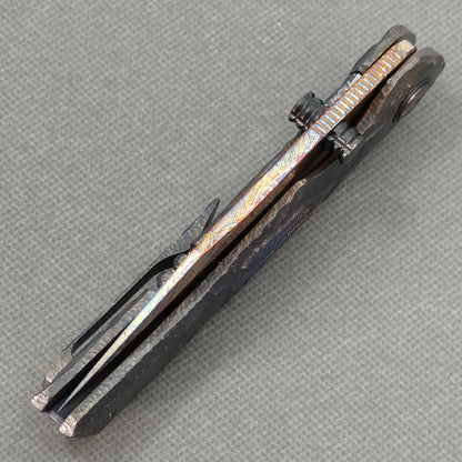 VORIXN "Skull Ember" (3.8" M390 Blade) Hand-Engraved & Anodized Titanium Handle Flipper & Thumb Stud Folding Knife - KB122