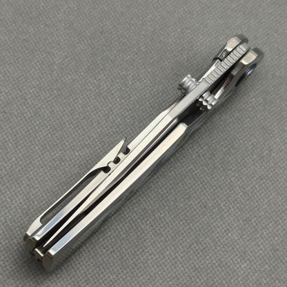 VORIXN "Ocean Mirage" Flipper & Thumb Stud Knife Mother-of-pearl Inlaid Titanium Handle (3.9" M390 Blade) KB066