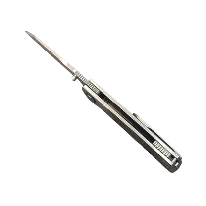 VORIXN "Forest Mirage" Flipper & Thumb Stud Knife Black Mother-of-pearl Inlaid Titanium Handle (3.4" Damascus Blade) KB059