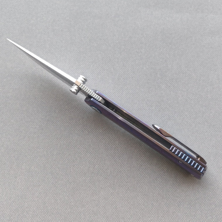 VORIXN "Lumin" Flipper & Thumb Stud Knife Flamed-Zirconium Handle (3.6" Damascus Blade) KB065