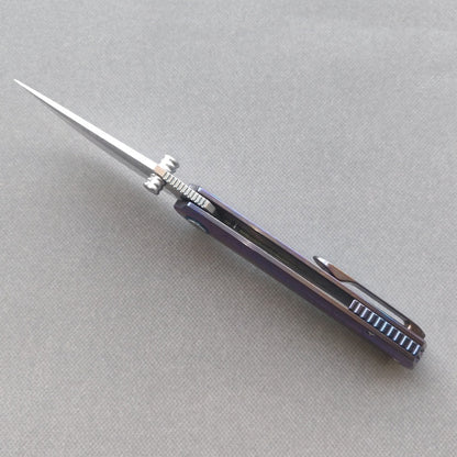 VORIXN "Lumin" Flipper & Thumb Stud Knife Flamed-Zirconium Handle (3.6" Damascus Blade) KB065