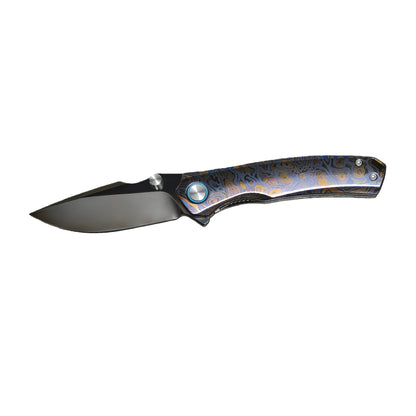 VORIXN Topograph Zirconium VG10 folding knife open non-clip side blade horizontal position