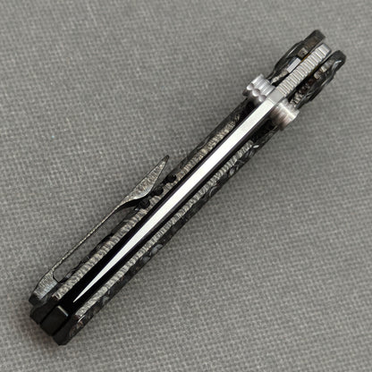 VORIXN "Blackscale" Flipper & Daumenpin-Messer, handgeschnitzter & DLC-beschichteter Titan-Griff (9,1 cm Damastklinge) KB088