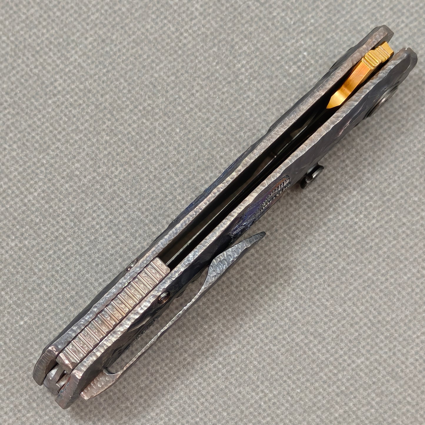 VORIXN "Skull Ember" (3.8" M390 Blade) Hand-Engraved & Anodized Titanium Handle Flipper & Thumb Stud Folding Knife - KB122