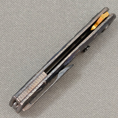 VORIXN "Skull Ember" (3.8" M390 Blade) Hand-Engraved & Anodized Titanium Handle Flipper & Thumb Stud Folding Knife - KB122