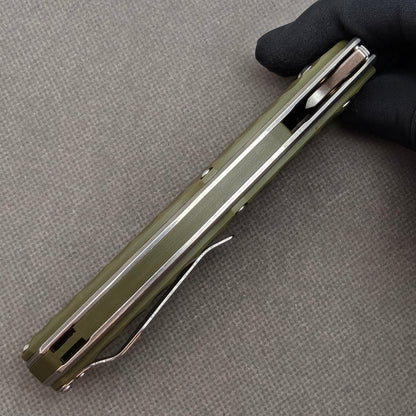 VORIXN KA007 Folding Knife – closed side construction view showing pocket clip, spacer, and handle layers