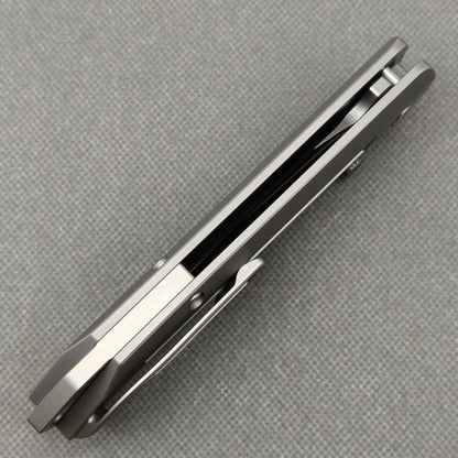 Wong Design Flipper Knife Stonewashed Titanium Handle (3.9" M390 Blade) KB086
