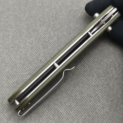 Couteau pliant VORIXN avec manche en acier inoxydable et G10 (lame D2 de 3,7") KA015