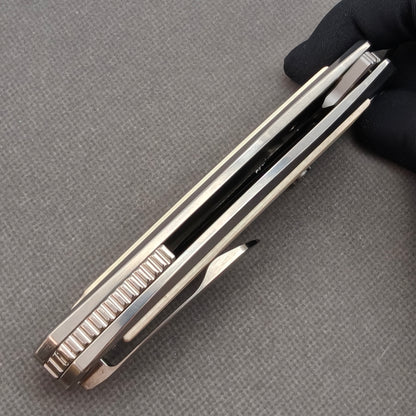 Vorixn "LUCENT" Flipper & Thumb Stud Messer mit Titan & technischem Mineralverbundgriff (9,1 cm 10Cr15CoMoV Klinge) KB044