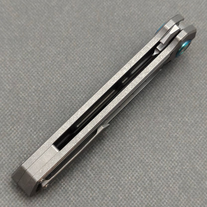 Wong Design Flipper Knife Stonewash Titanium Handle (3.9" D2 Blade) KB085