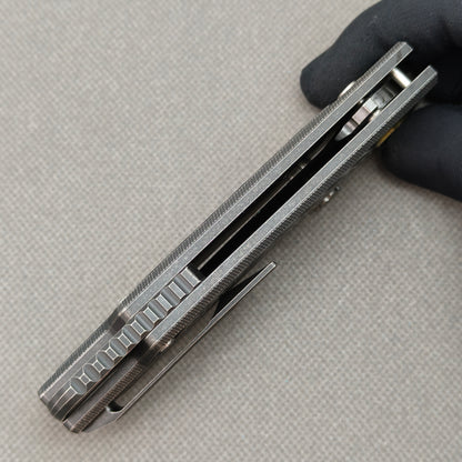 RIHE Design Klappmesser Titan+Carbon Fiber Griff (9,4 cm Bohler M390 Klinge) KB077