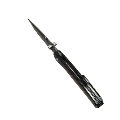 VORIXN Topograph Zirconium VG10 folding knife open spine view front perspective