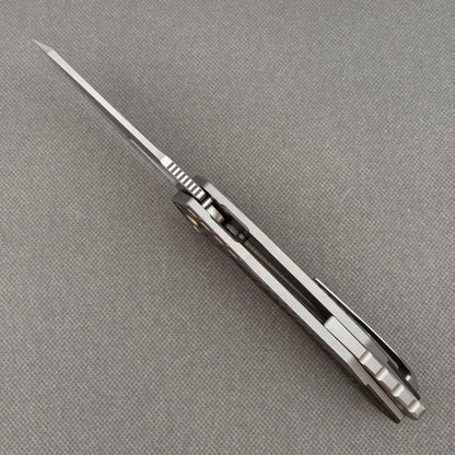 Vorixn Flipper & Thumb Hole Knife Titanium Copper Foil Carbon Fiber Handle (3.5" M390 Blade) KB080