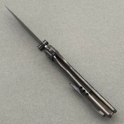 VORIXN "Voidmaw" (3.8" M390 Blade) Hand-Engraved & Anodized Titanium Handle Flipper & Thumb Stud Folding Knife - KB123