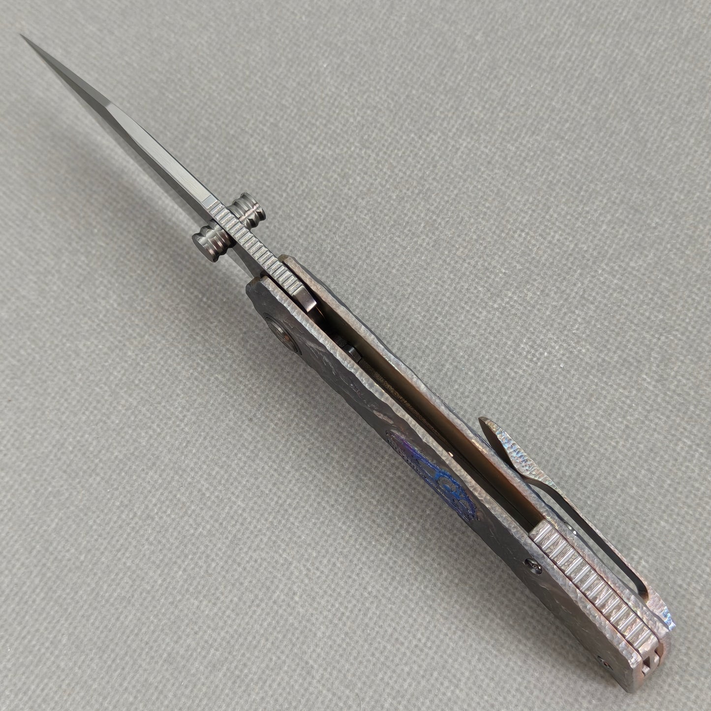 VORIXN "Rex" (3.8" M390 Blade) Hand-Engraved & Anodized Titanium Handle Flipper & Thumb Stud Folding Knife - KB118