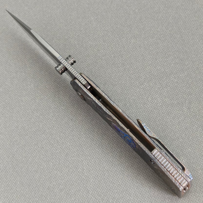 VORIXN "Rex" (3.8" M390 Blade) Hand-Engraved & Anodized Titanium Handle Flipper & Thumb Stud Folding Knife - KB118
