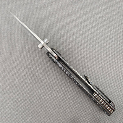VORIXN "Blackscale" Flipper & Daumenpin-Messer, handgeschnitzter & DLC-beschichteter Titan-Griff (9,1 cm Damastklinge) KB088
