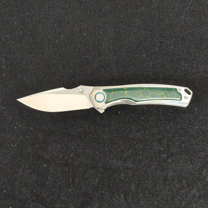 VORIXN Verdant folding knife open non-clip side with blade in horizontal position