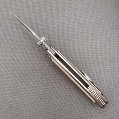 Vorixn "LUCENT" Flipper & Thumb Stud Messer mit Titan & technischem Mineralverbundgriff (9,1 cm 10Cr15CoMoV Klinge) KB044