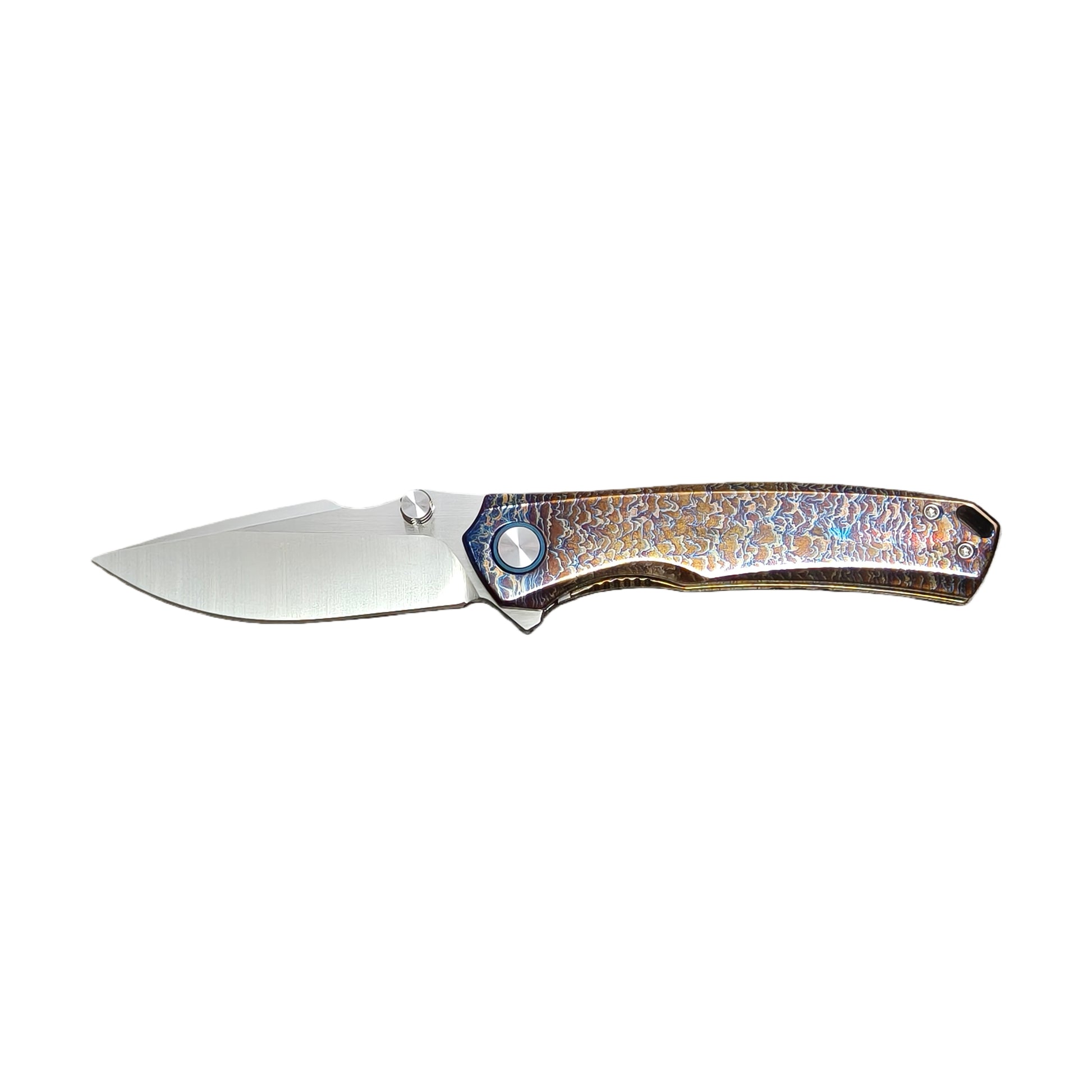 VORIXN AetherFlame titanium handle folding knife open non-clip side horizontal blade position