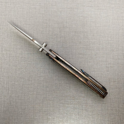 VORIXN "Aetherflame" Flipper & Thumb Stud Knife Titanium Hand-Flamed Handle (3.6" VG10 Blade) KB051