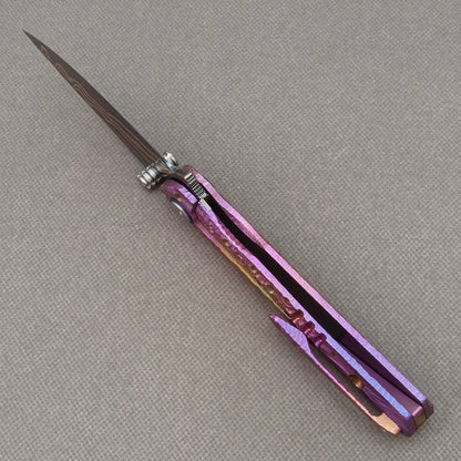 Vorixn "Impact Origin" Flipper & Daumenpin-Messer, Titan-gravierter, anodisierter Griff (9,14 cm Damaststahlklinge) KB079