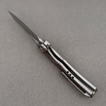 Vorixn Flipper & Thumb Hole Knife Titanium Copper Foil Carbon Fiber Handle (3.5" M390 Blade) KB080