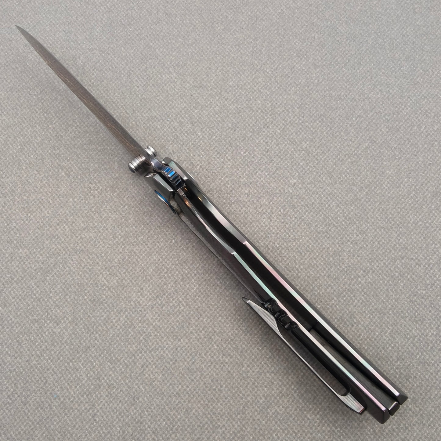 VORIXN "Embercrest" (3.7" Damascus Blade)  Zirconium Handle Flipper & Thumb Stud Folding Knife - KB136