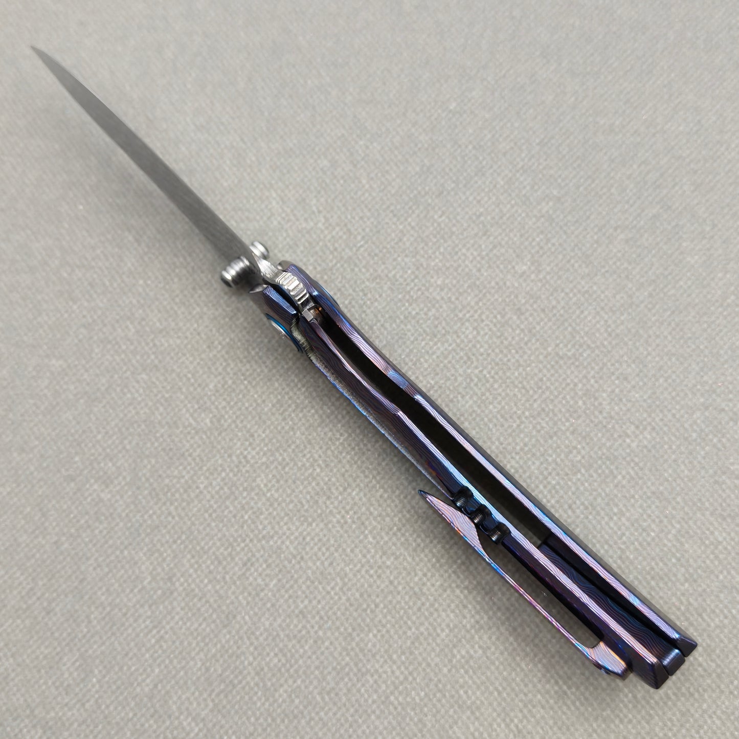 VORIXN "Seadragon" (3.7" Damascus Blade) ZircuTi Handle Flipper & Thumb Stud Folding Knife - KB138