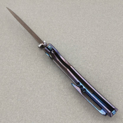 VORIXN "Strata" (3.7" Damascus Blade) ZircuTi Handle Flipper & Thumb Stud Folding Knife - KB134