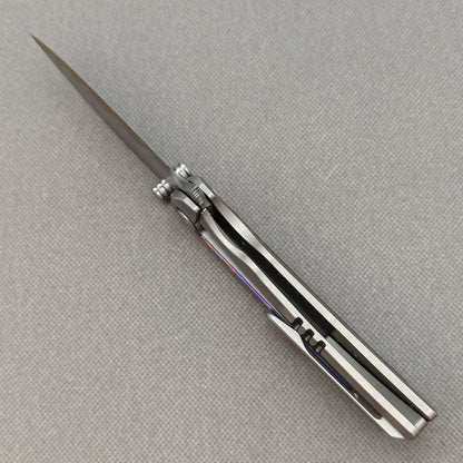 Vorixn „Nebula“ Flipper- und Daumenpin-Messer mit Griff aus Titanflammen-Zirkuinlay (3,8" Klinge aus Damaststahl) KB018 