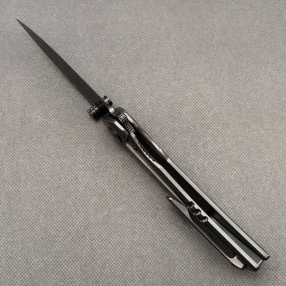 VORIXN „Obsidian Current“ Flipper- & Daumenpin-Messer, handgeflammter Zirkoniumgriff (9,7 cm M390 Klinge) KB087