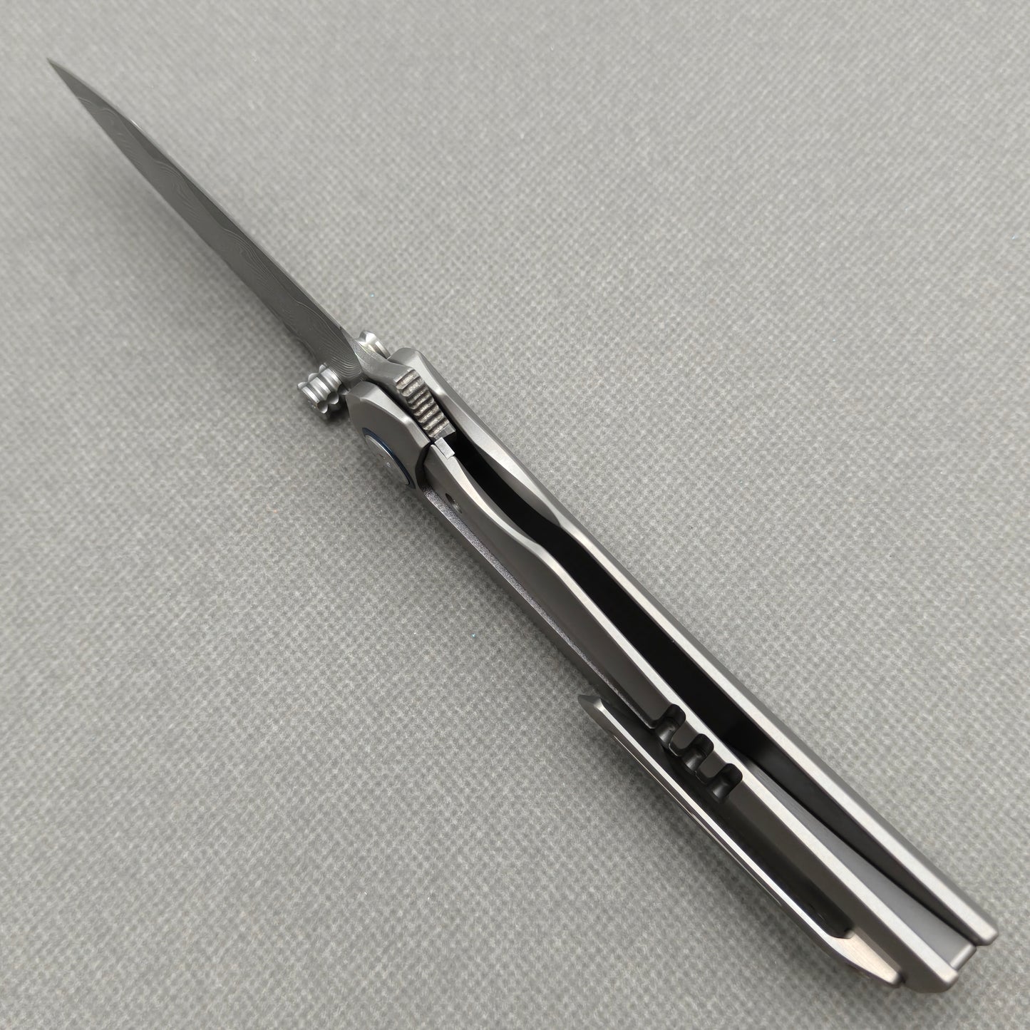 Vorixn "Topo" Flipper & Thumb Stud Knife Titanium Handle (3.7" Damascus Blade) KB102