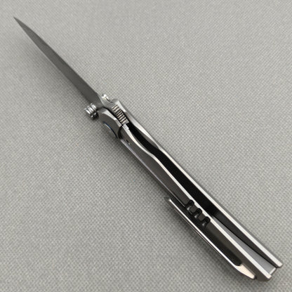 Vorixn "Topo" Flipper & Thumb Stud Knife Titanium Handle (3.7" Damascus Blade) KB102