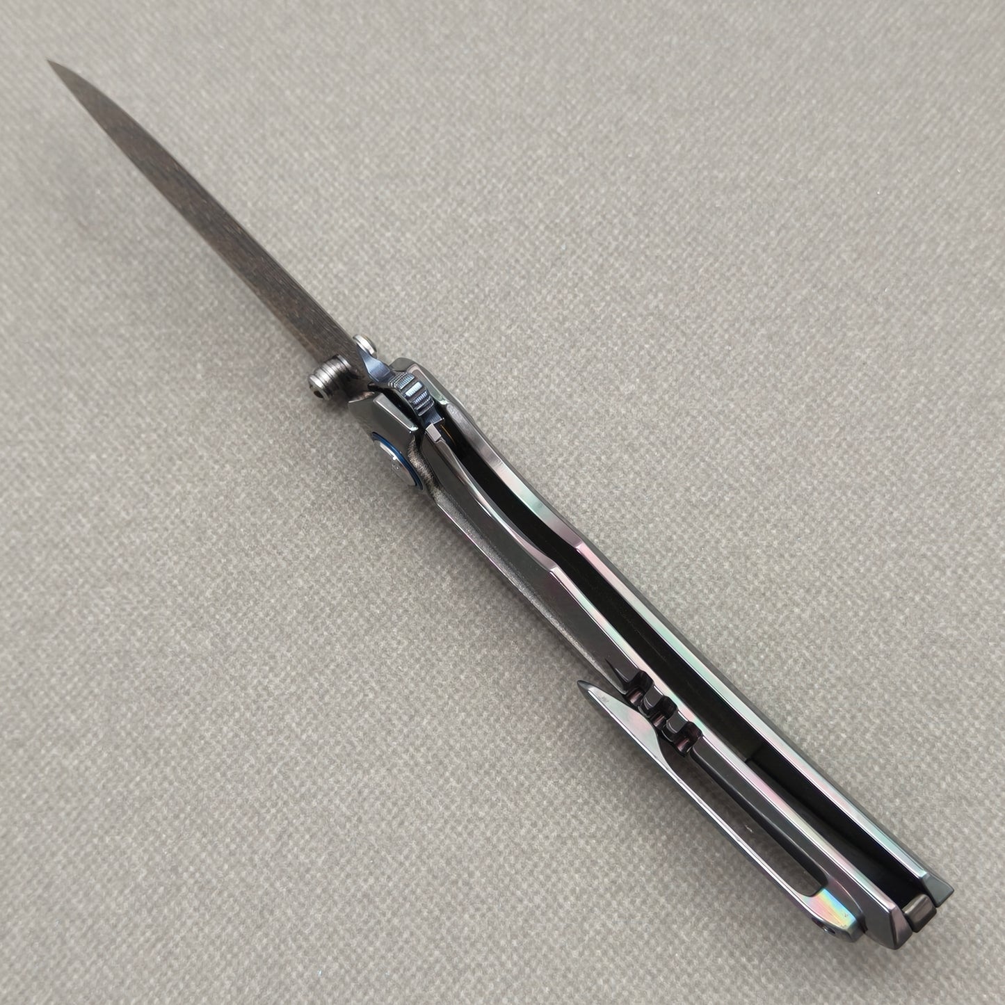 VORIXN "Spectraveil" (3.7" Damascus Blade)  Zirconium Handle Flipper & Thumb Stud Folding Knife - KB133