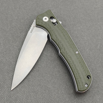Couteau pliant VORIXN avec manche en acier inoxydable et G10 (lame D2 de 3,7") KA015