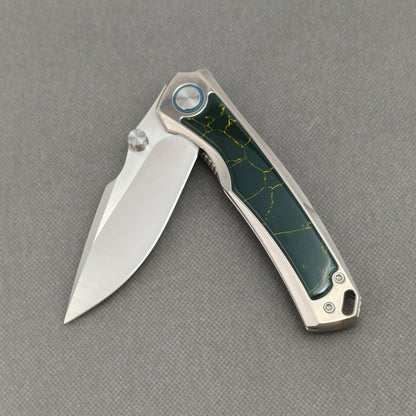 Vorixn "VERDANT" Flipper- & Daumenpin-Messer Titan & Labor-Türkis-Griff (9,14 cm 10Cr15CoMoV Klinge) KB042
