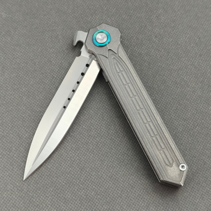 Wong Design Flipper Knife Stonewash Titanium Handle (3.9" D2 Blade) KB085