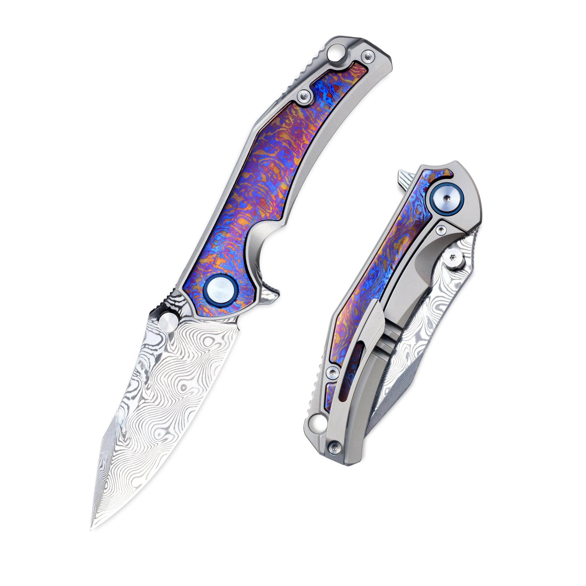 VORIXN KB031 ZircFlame folding knife open and closed, full view