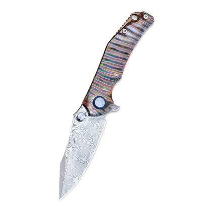 Folding knife opened, non-clip side, blade angled 45° down-left – VORIXN KB029