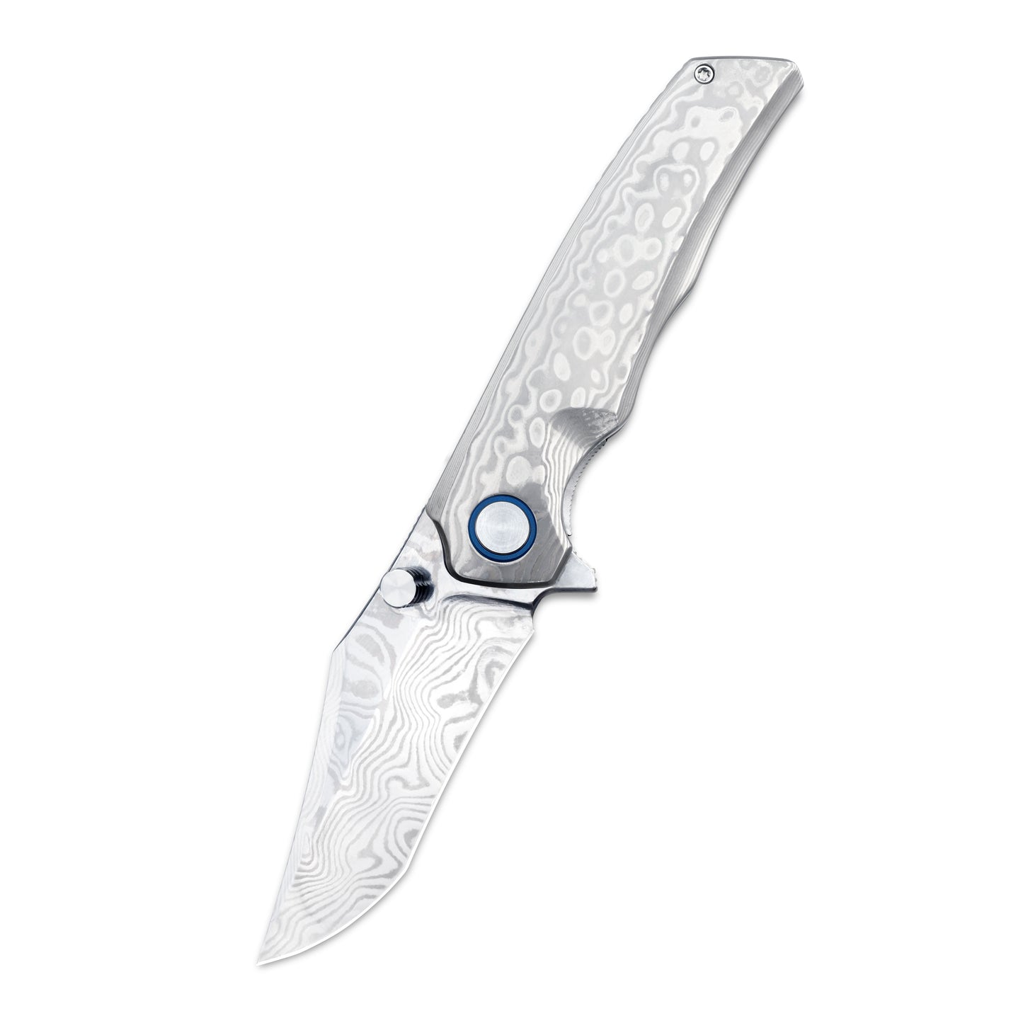 VORIXN KB032 open knife non-clip-side view with blade angled downward at 45 degrees