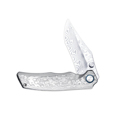 VORIXN KB032 half-open knife non-clip-side view showing polished handle