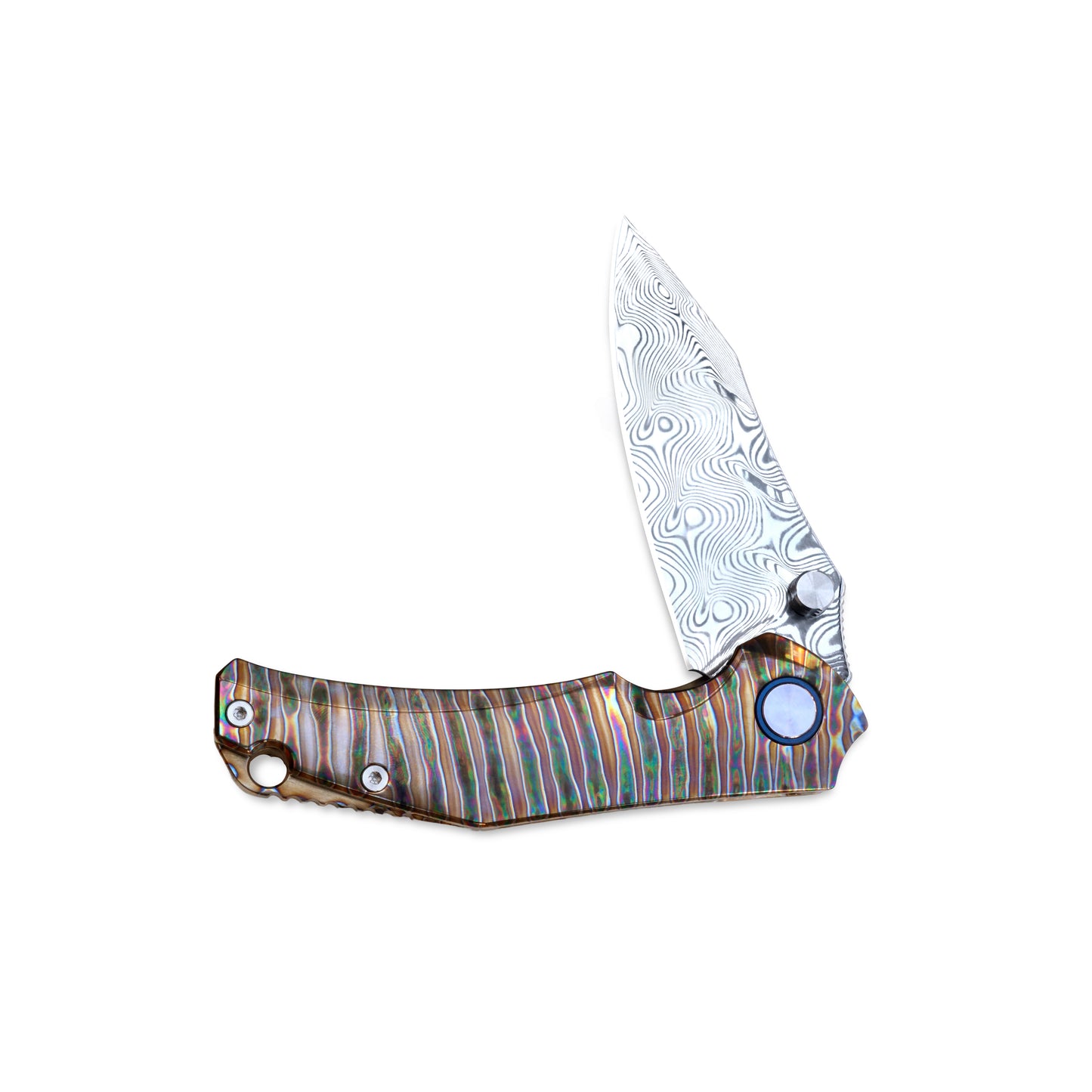 Folding knife half-opened, non-clip side, handle horizontal – VORIXN KB029