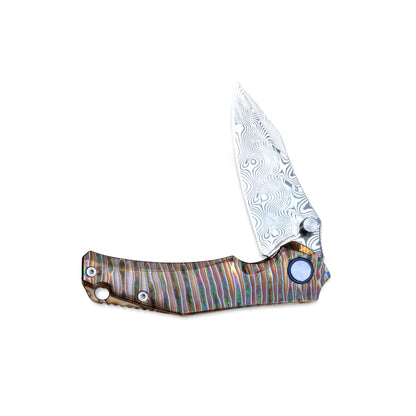 Folding knife half-opened, non-clip side, handle horizontal – VORIXN KB029