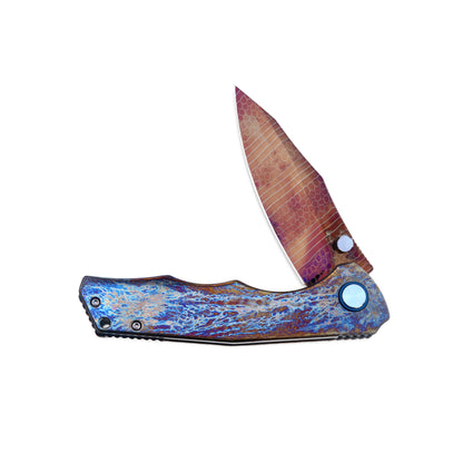 VORXN ZircFlame KB020 knife half-open, non-clip view, handle horizontal