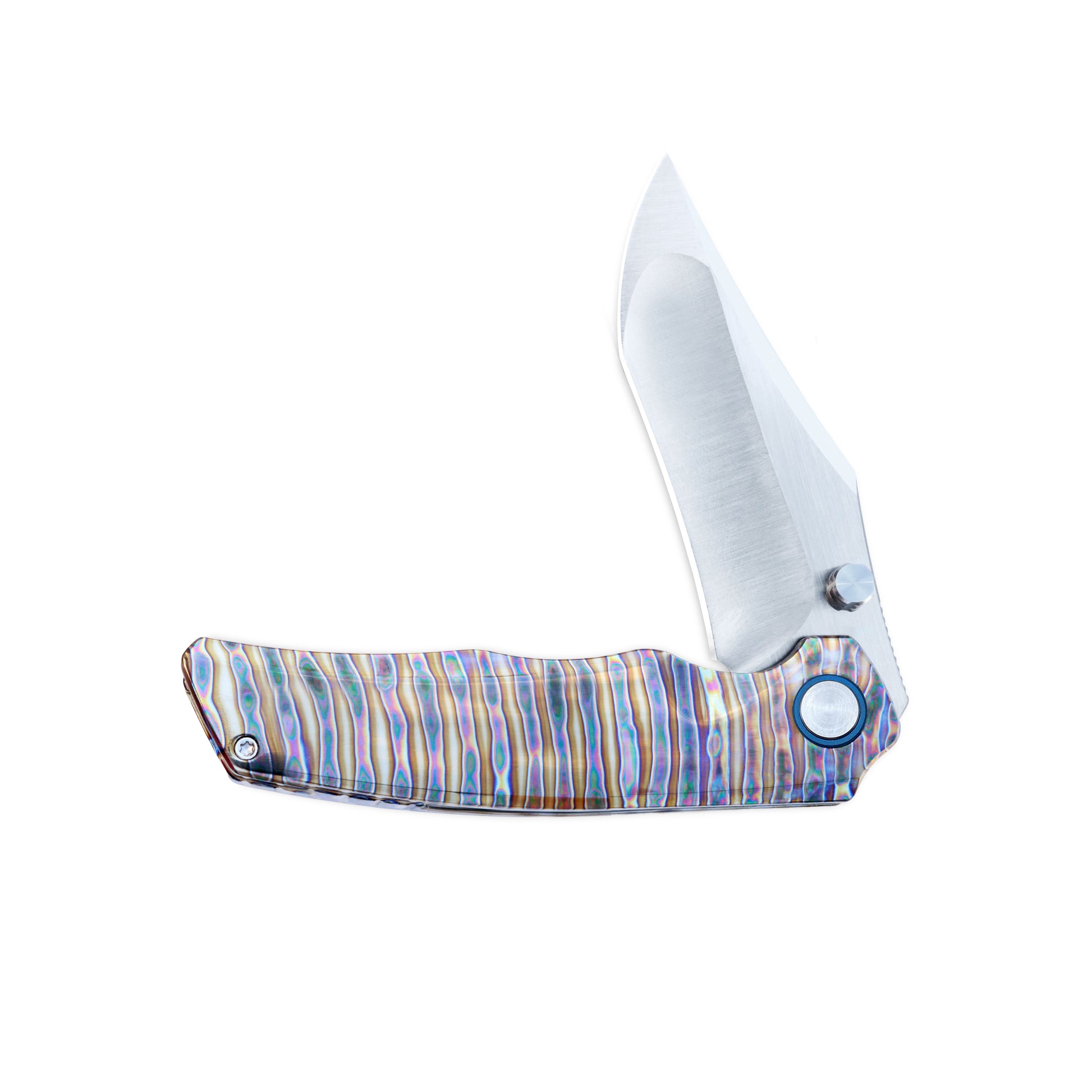 VORIXN KB035 folding knife half-open, non-clip side, handle positioned horizontally