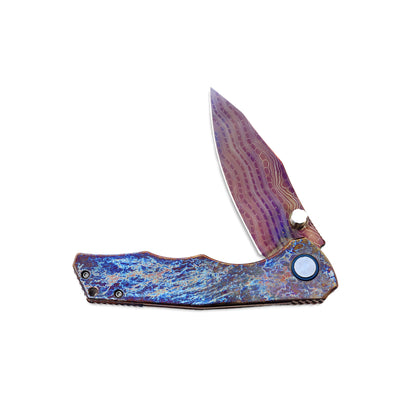 VORIXN ZircFlame KB021 knife half-open, non-clip view, handle horizontal