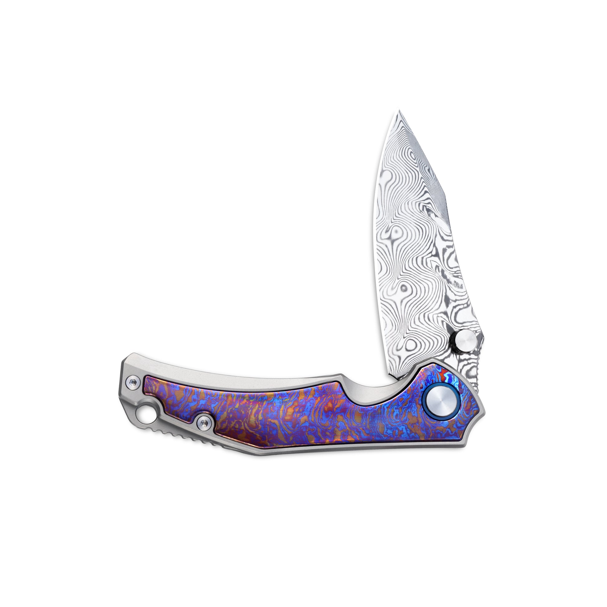 VORIXN KB031 ZircFlame folding knife half-open, non-clip side, handle horizontal